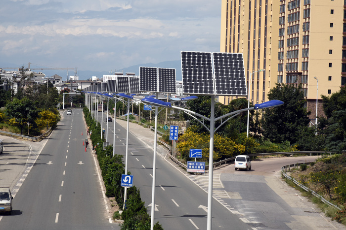 Street view of Dali City, Yunnan, People's Republic of China with installed solar panels. ADB Flickr