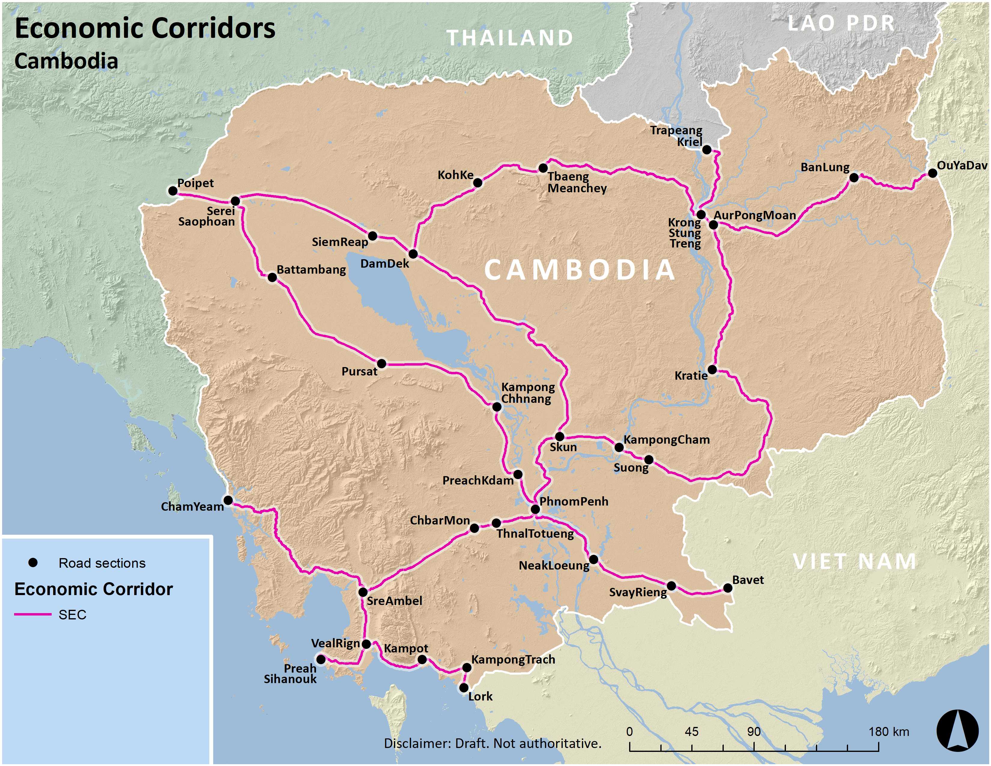GMS Economic Corridors Cambodia - Main Corridors